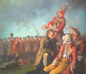 Image detail of painting by Edward Penny of the Death of General Wolfe at Quebec in 1759.