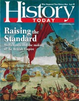 Image of 'History Today' magazine cover, September 2009 edition to which Stephen Brumwell contributed an article: 'General Wolfe's Men in Quebec'.