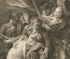 Image showing detail from an engraved print of the Death of General Montgomery at Quebec after the painting by John Trumbull.