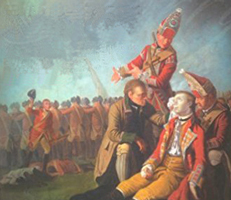 Image detail of painting by Edward Penny of the Death of General Wolfe at Quebec in 1759.